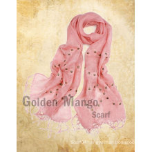 spring fashion linen scarf with embroidery